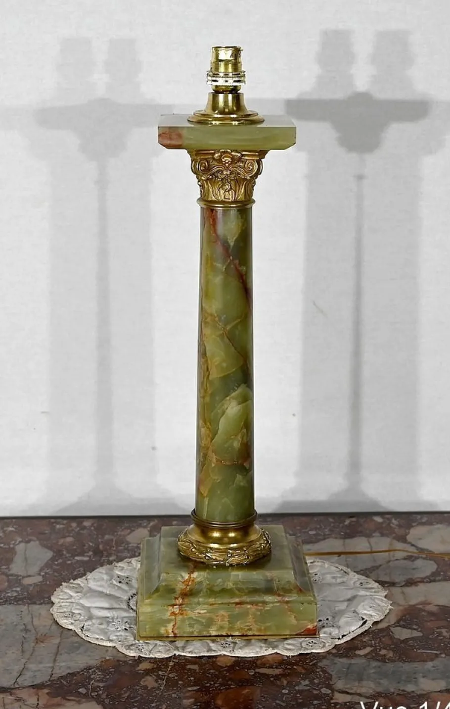 Best Pamono Early 20th Century Empire Column Lamp in Green Onyx