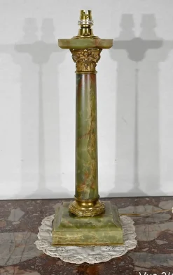 Best Pamono Early 20th Century Empire Column Lamp in Green Onyx