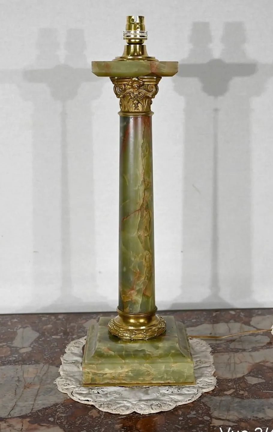 Best Pamono Early 20th Century Empire Column Lamp in Green Onyx