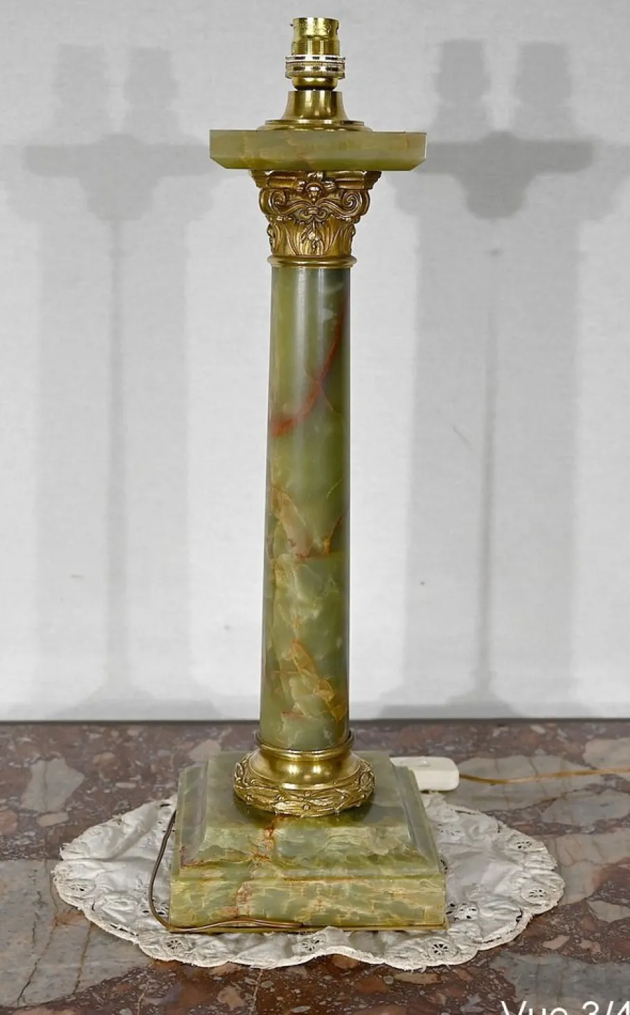 Best Pamono Early 20th Century Empire Column Lamp in Green Onyx