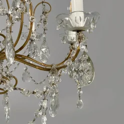 Best Pamono Early 20th Century Italian Glass Drop Chandelier with Brass Structure, 1900s