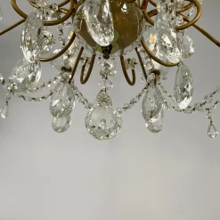 Best Pamono Early 20th Century Italian Glass Drop Chandelier with Brass Structure, 1900s