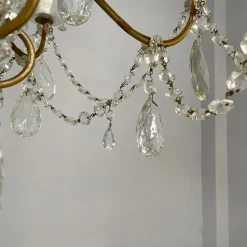Best Pamono Early 20th Century Italian Glass Drop Chandelier with Brass Structure, 1900s
