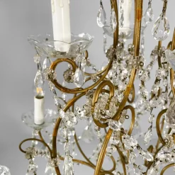 Best Pamono Early 20th Century Italian Glass Drop Chandelier with Brass Structure, 1900s