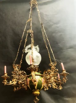 Clearance Pamono Electric and Candle Lamp, 1900s