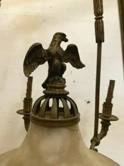 Clearance Pamono Empire Chandelier in Bronze and Alabaster, 1800s