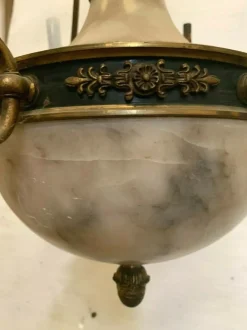 Clearance Pamono Empire Chandelier in Bronze and Alabaster, 1800s