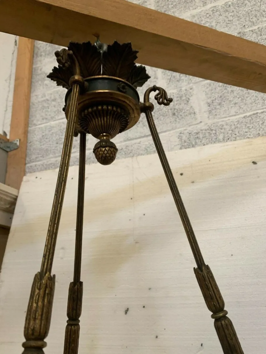 Clearance Pamono Empire Chandelier in Bronze and Alabaster, 1800s