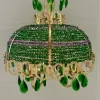 Clearance Pamono Empire Chandelier with Green and Purple Beads, 1960s