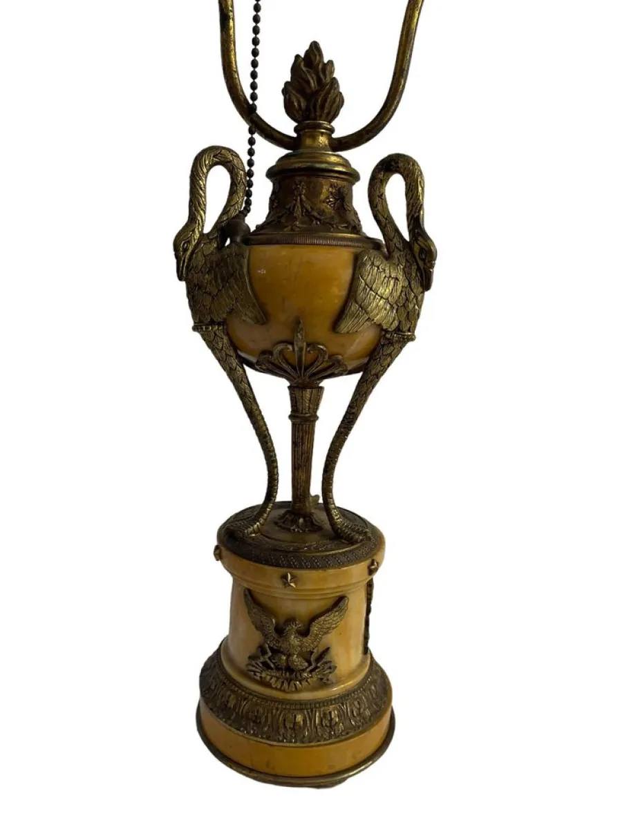 Best Pamono Empire Style Bronze and Onyx Table Lamp, Early 20th Century