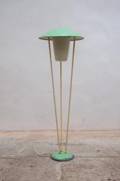 Clearance Pamono Expo 58 Green Mushroom Floor Lamp from BEGA, 1950