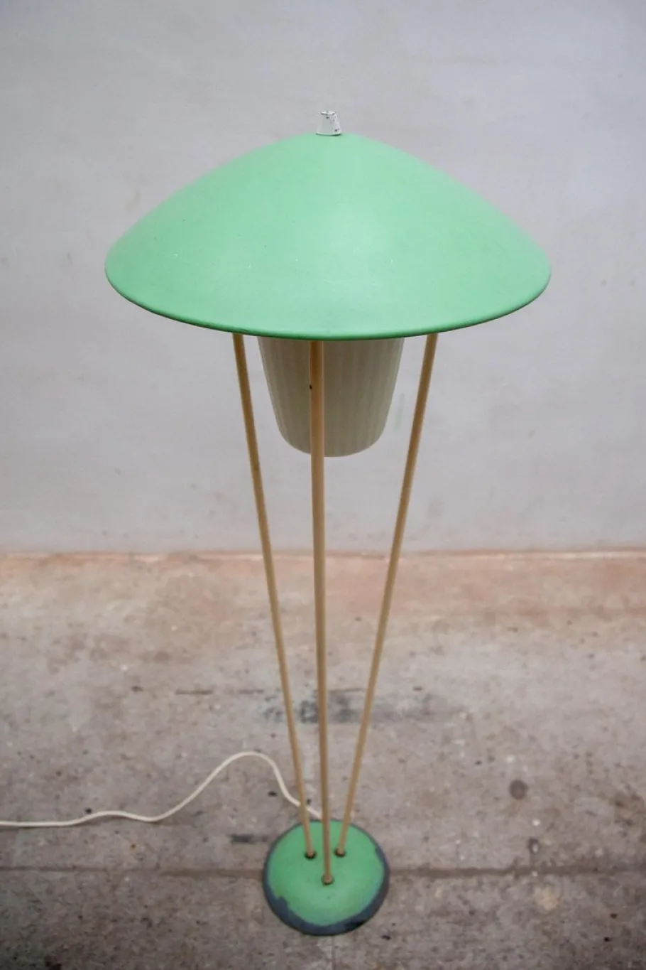 Clearance Pamono Expo 58 Green Mushroom Floor Lamp from BEGA, 1950