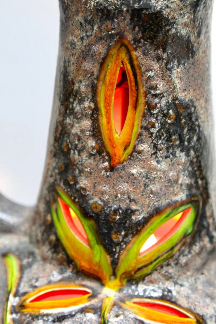 Outlet Pamono Fat Lava Floor Lamp in Orange and Green Drip-Glaze by Walter Gerhards