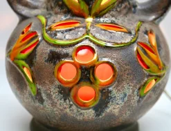 Outlet Pamono Fat Lava Floor Lamp in Orange and Green Drip-Glaze by Walter Gerhards