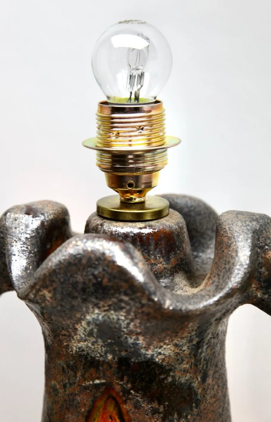 Outlet Pamono Fat Lava Floor Lamp in Orange and Green Drip-Glaze by Walter Gerhards