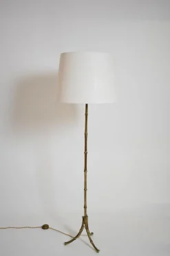 Best Pamono Faux Bamboo and Brass Tripod Floor Lamp from Jansen, 1960s