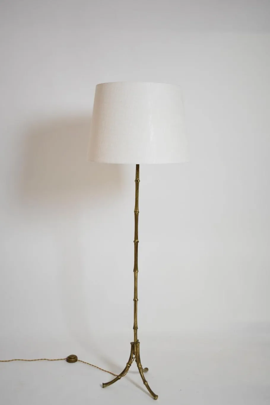 Best Pamono Faux Bamboo and Brass Tripod Floor Lamp from Jansen, 1960s