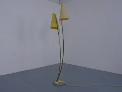 Pamono Fiberglass & Brass Floor Lamp by Carl Auböck for Dame & Co. Neheim, Germany, 1950s