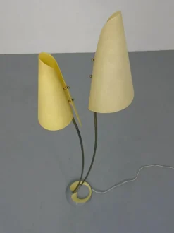 Pamono Fiberglass & Brass Floor Lamp by Carl Auböck for Dame & Co. Neheim, Germany, 1950s