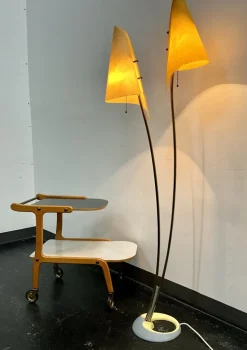 New Pamono Fiberglass and Steel Floor Lamp by Carl Auböck, 1950s