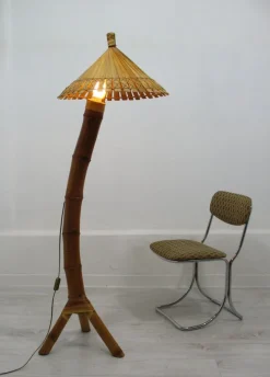 Best Pamono Floor Lamp in Bamboo, 1950s