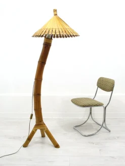 Best Pamono Floor Lamp in Bamboo, 1950s