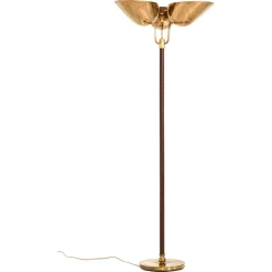 Pamono Floor Lamp in Brass and Leather attributed to Carl-Axel Acking, 1940s