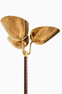 Pamono Floor Lamp in Brass and Leather attributed to Carl-Axel Acking, 1940s