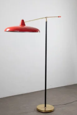 Discount Pamono Floor Lamp in Brass and Metal from Stilnovo, 1950s