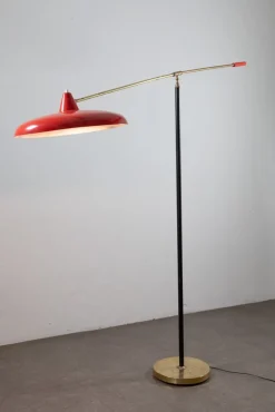 Discount Pamono Floor Lamp in Brass and Metal from Stilnovo, 1950s