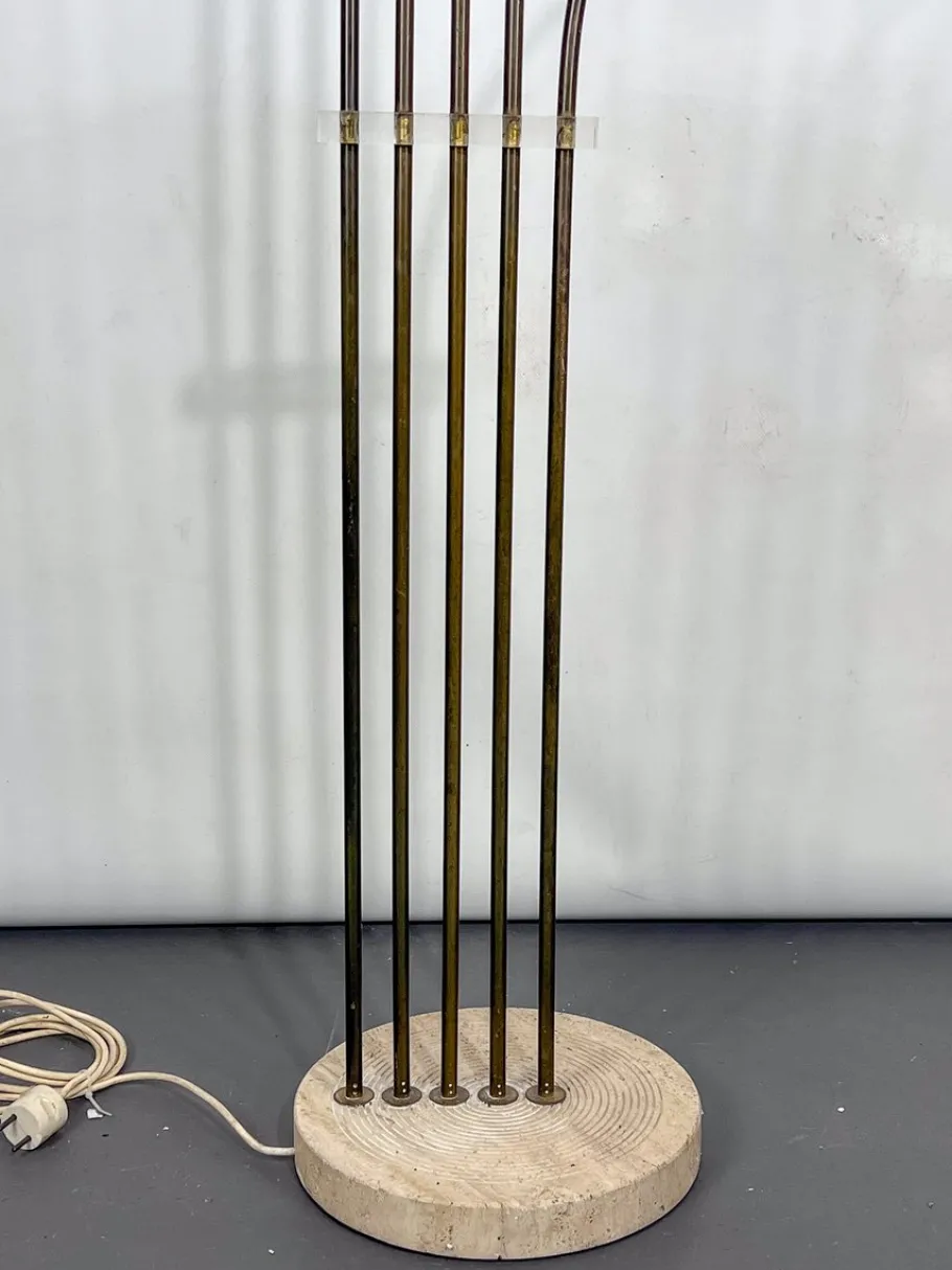 Hot Pamono Floor Lamp in Brass and Travertine attributed to Goffredo Reggiani, Italy, 1960s