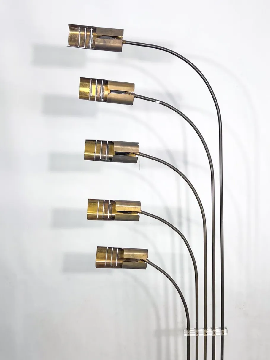 Hot Pamono Floor Lamp in Brass and Travertine attributed to Goffredo Reggiani, Italy, 1960s