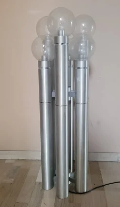 Best Pamono Floor Lamp in Brushed Aluminum Tubes and Murano Glass, Italy, 1970s