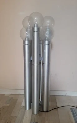 Best Pamono Floor Lamp in Brushed Aluminum Tubes and Murano Glass, Italy, 1970s