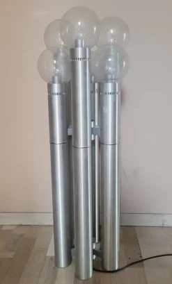 Best Pamono Floor Lamp in Brushed Aluminum Tubes and Murano Glass, Italy, 1970s