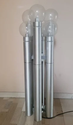 Best Pamono Floor Lamp in Brushed Aluminum Tubes and Murano Glass, Italy, 1970s