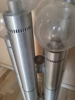 Best Pamono Floor Lamp in Brushed Aluminum Tubes and Murano Glass, Italy, 1970s