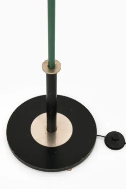 New Pamono Floor Lamp in Frame in White Metal and Green attributed to Harald Notini, 1930s