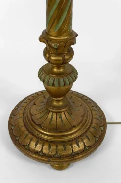 Online Pamono Floor Lamp in Gilded Carved Wood and Pearly Glass, 1890s