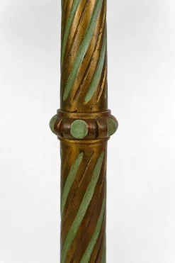 Online Pamono Floor Lamp in Gilded Carved Wood and Pearly Glass, 1890s