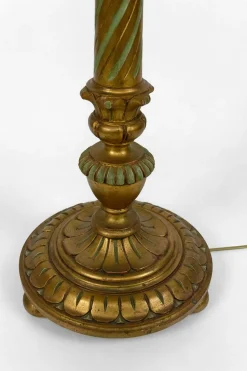 Online Pamono Floor Lamp in Gilded Carved Wood and Pearly Glass, 1890s