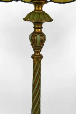 Online Pamono Floor Lamp in Gilded Carved Wood and Pearly Glass, 1890s