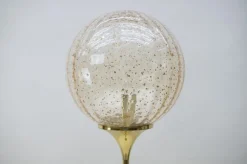 Discount Pamono Floor Lamp in Gold with Large Glass Shade & Gold Details on Trumpet Base, 1970s