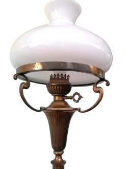 Hot Pamono Floor Lamp in Opal Glass and Brass, 1950s