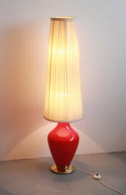 Online Pamono Floor Lamp in Red Glass, 1955
