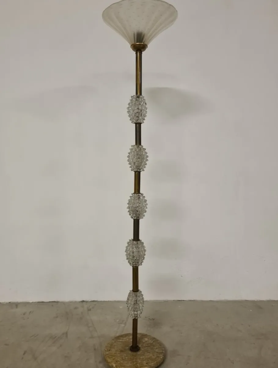 Hot Pamono Floor Lamp in Rostrato Glass attributed to Barovier & Toso, 1940s