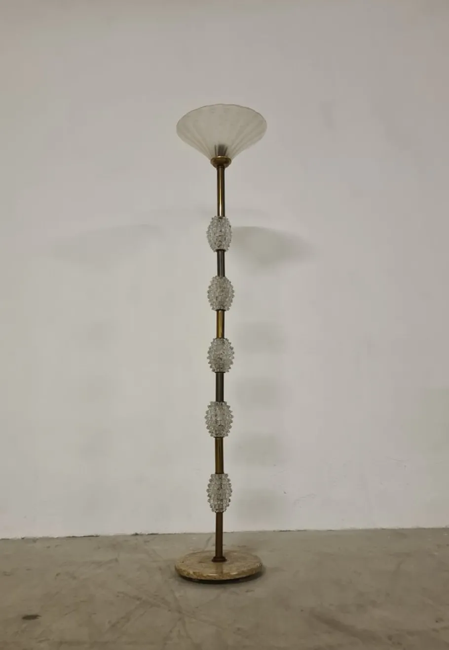 Hot Pamono Floor Lamp in Rostrato Glass attributed to Barovier & Toso, 1940s