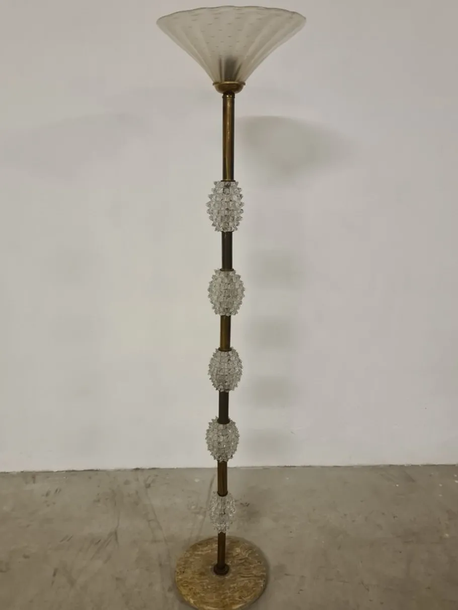 Hot Pamono Floor Lamp in Rostrato Glass attributed to Barovier & Toso, 1940s