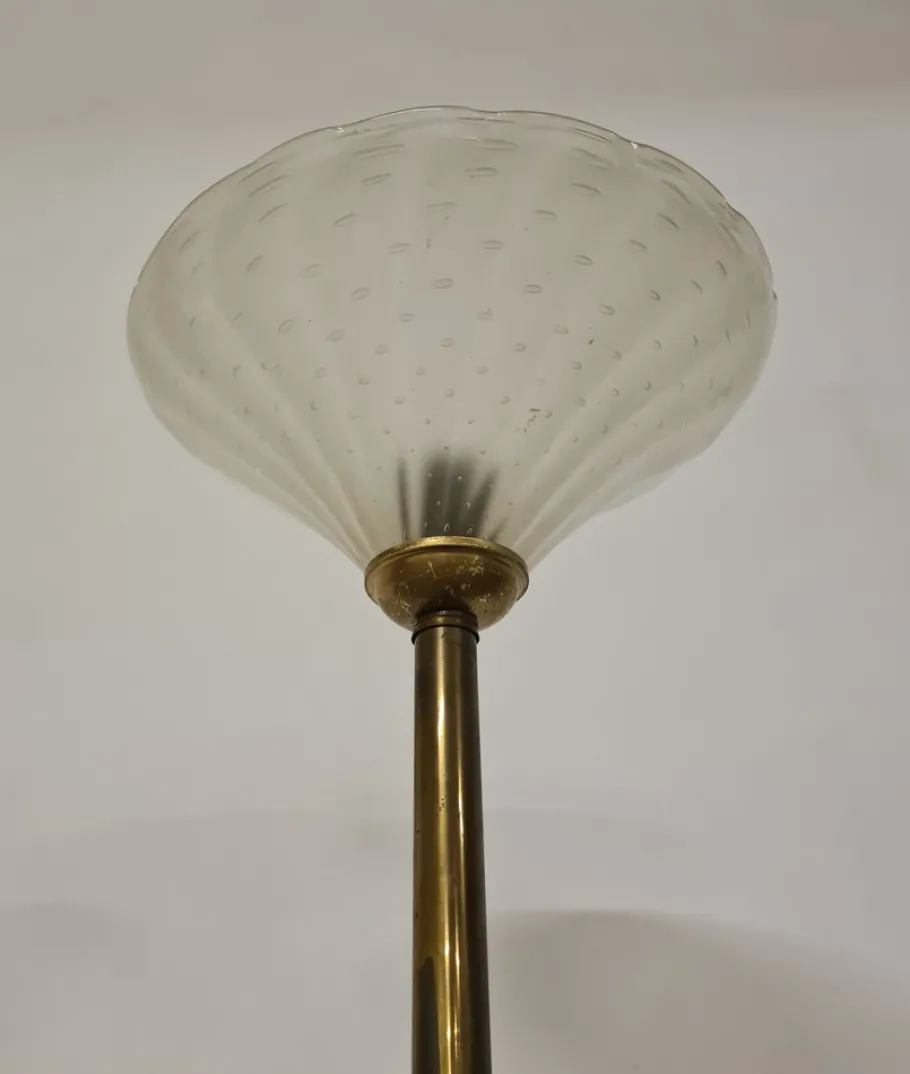 Hot Pamono Floor Lamp in Rostrato Glass attributed to Barovier & Toso, 1940s