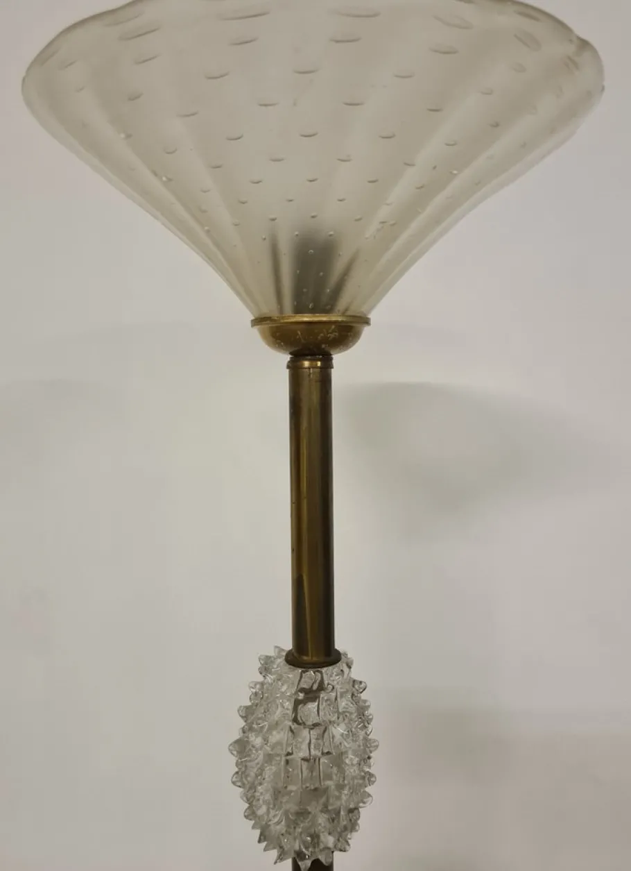 Hot Pamono Floor Lamp in Rostrato Glass attributed to Barovier & Toso, 1940s